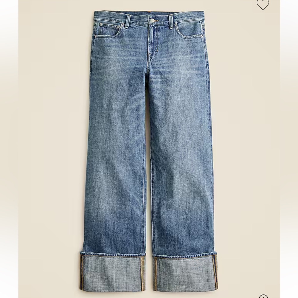 J. Crew- Cuffed lower-rise wide-leg jean